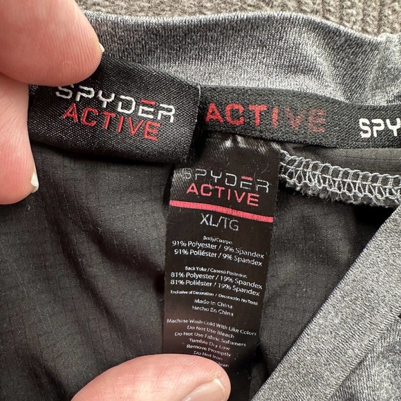 Spyder Men Activewear T Shirt XL X-Large Gray Black Moisture Wicking Gym Outdoor - Picture 4 of 10